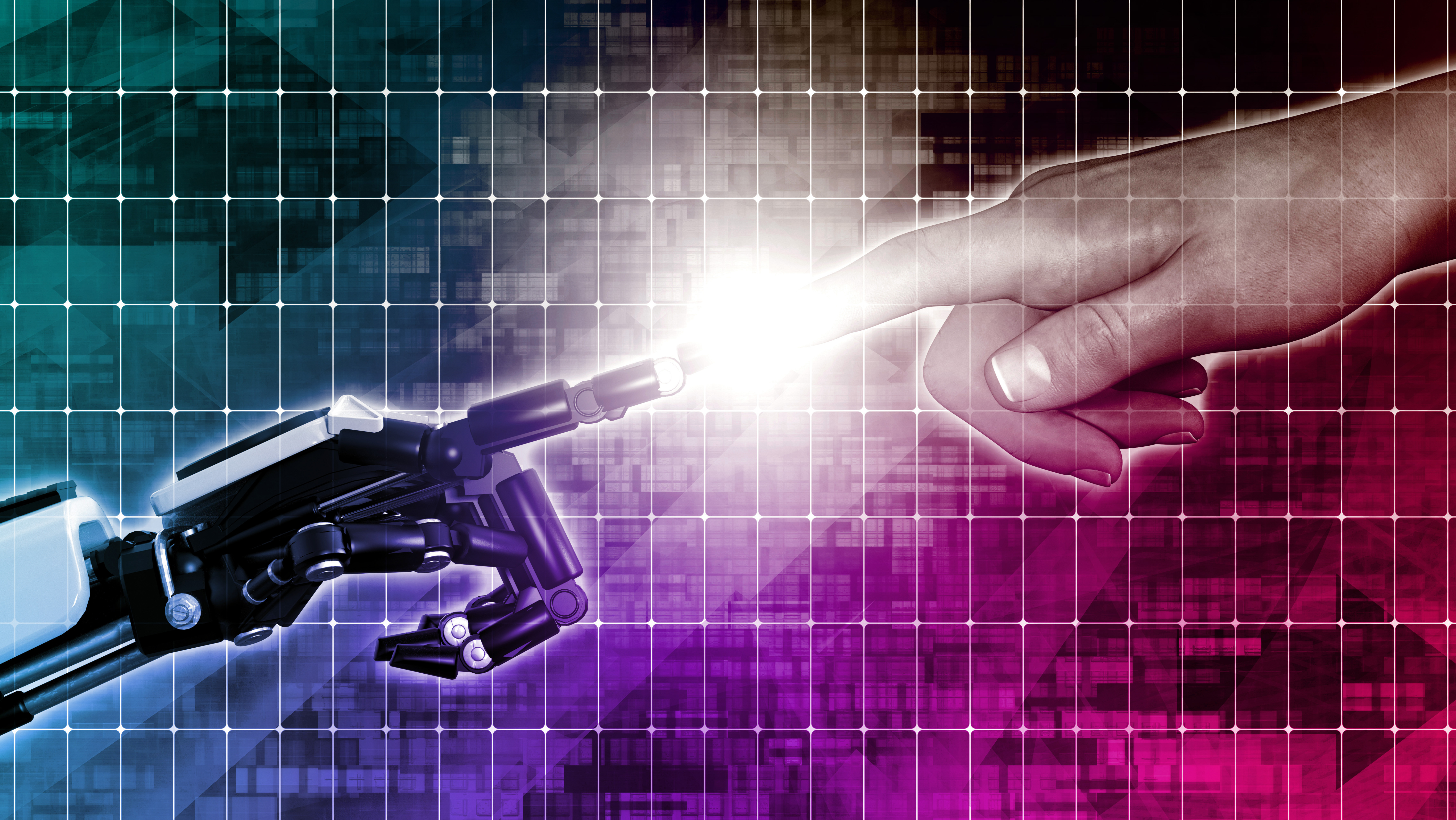 Human touching robot hand